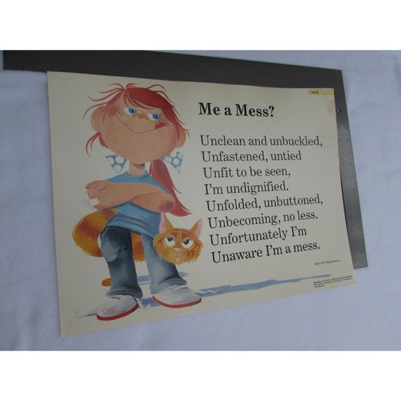 Me a Mess Grade School Poster Babs Bell Hajdusiewicz 30236 Poetry VNTG - Picture 5 of 5
